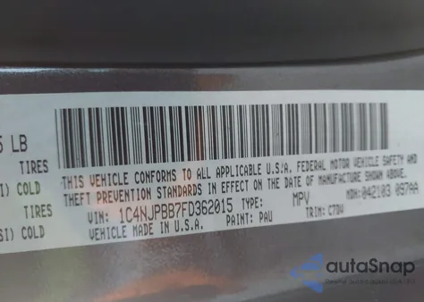 2015 Jeep Patriot Sport из США, поврежденный, VIN 1C4NJPBB7FD362015